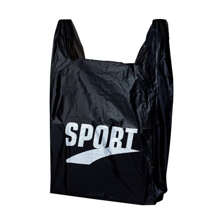 Пакет Майка 30см(+15)*55см, 20мкм, "Sport", черный