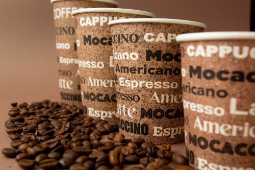 Однослойный бумажный стаканс дизайном "COFFEE" 185 мл для эспрессо, небольших порций, вендинга. 73*50*81 мм