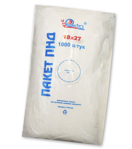 Фасовочные пакеты 18x27см, 8мкм, евробокс, EXTRA (1000 шт.)