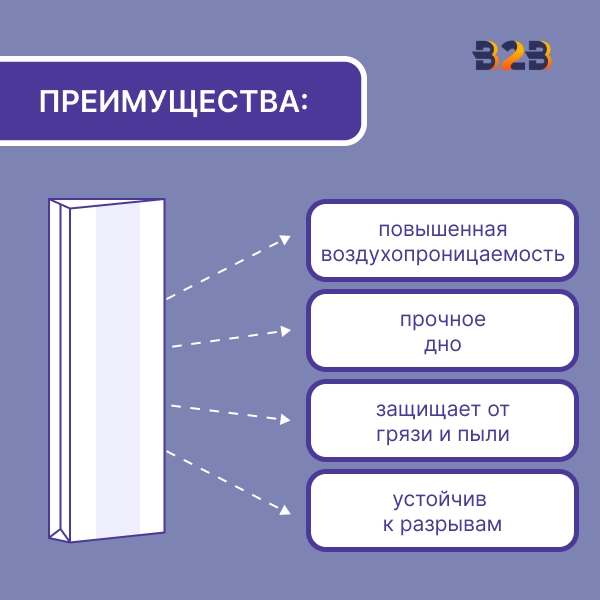 Пакет бумажный 100x50x640 с окном, белый (1000 шт.)